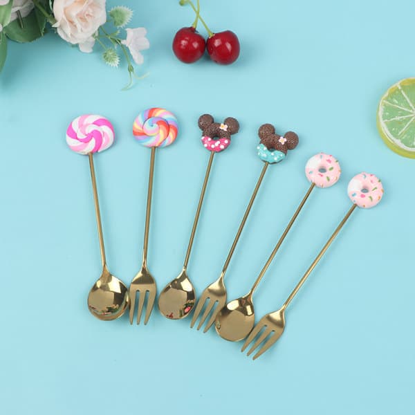 4st/set Munkgodissked/gaffelmjölk Kafferörssked Kitc 4pcs miqi spoon