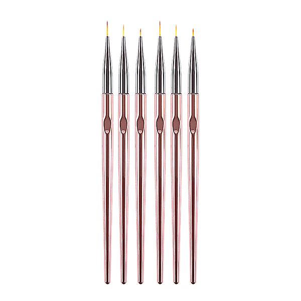 2set/6st Nail Art Line Penna Färgad Ritning Nagelpensel Manikyr Målning Liner För Kvinnor Salong Hem (17.5*0.7*0.5cm, Rosa)