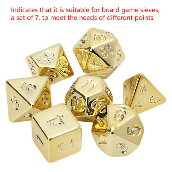 7 st/ set guldpläterade tärningar D&D COC tärningsbordsspel Champagne gold 7 piece suit