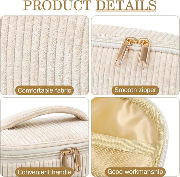3-delade necessärer för kvinnor, blommönster, beige, modern - bärbara kosmetikväskor