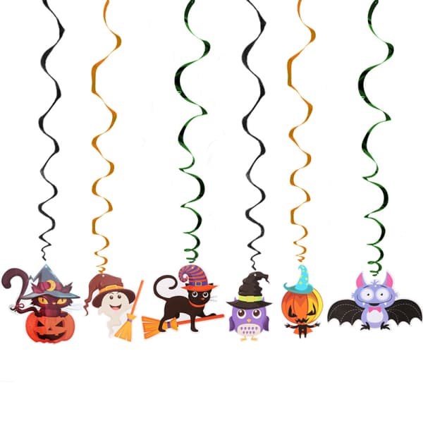6 st takhängande virveldekorationer för Halloweenfest