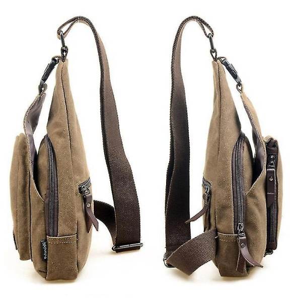 Mäns Canvas Sling Bröstväska Crossbody Axelväska Militär Armé Ryggsäck Vandring