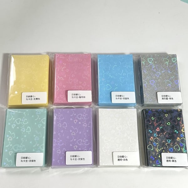 IC 50 st Kpop Card Sleeves 61x91mm 20C Heart Bling Hållare For Holo Silver