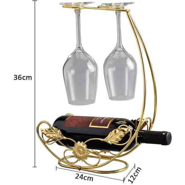 IC Metall Fritstående Bordsskiva Bägare Vinglas Opbevaringsstativ med 2 Kroge Vinkoppsdisplayholder Bronze #1