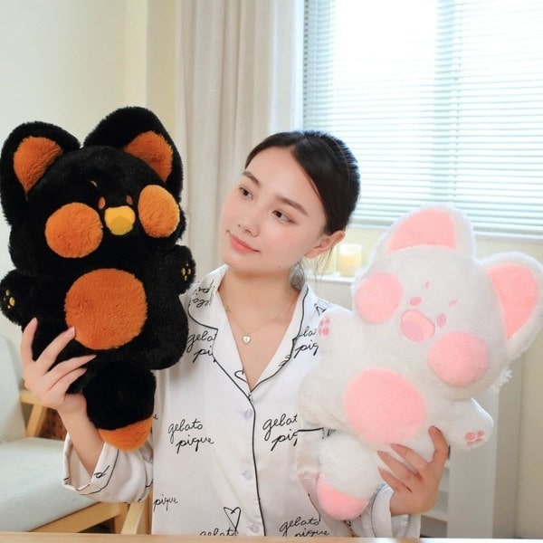IC Kattplysj Kawaii-leker, koseleke til katt, myk pute til katt, søt kattplysjgave til kjæreste og barn (24 tommer)