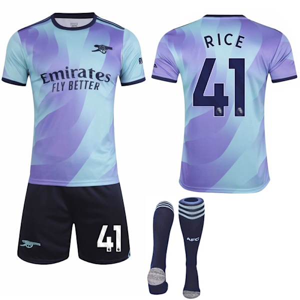 2024-2025 Arsenal Bortedrakt Barn Voksen Fotballdrakt Med Sokker Nr.41 RICE No.41 RICE XS