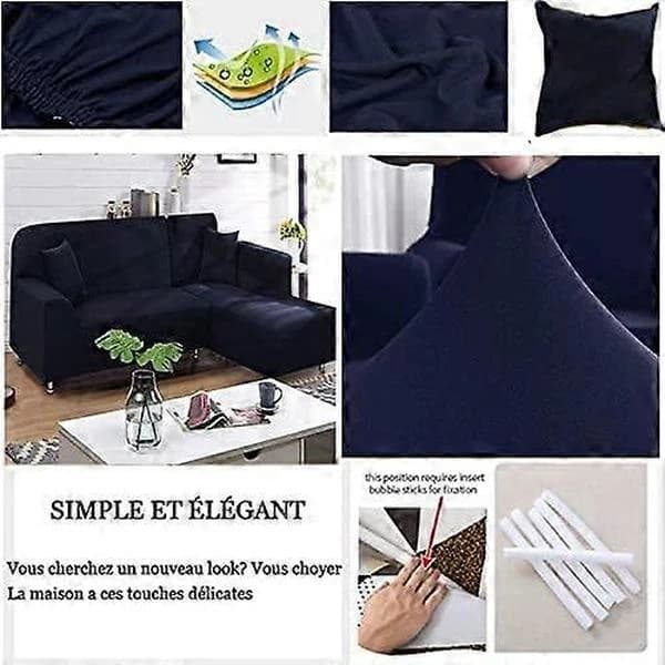 Hörnsofföverdrag L-format sofföverdrag Grå/Beige/Blå Stretch sofföverdrag med Vänster/Höger Divan Soffskydd 90-140cm