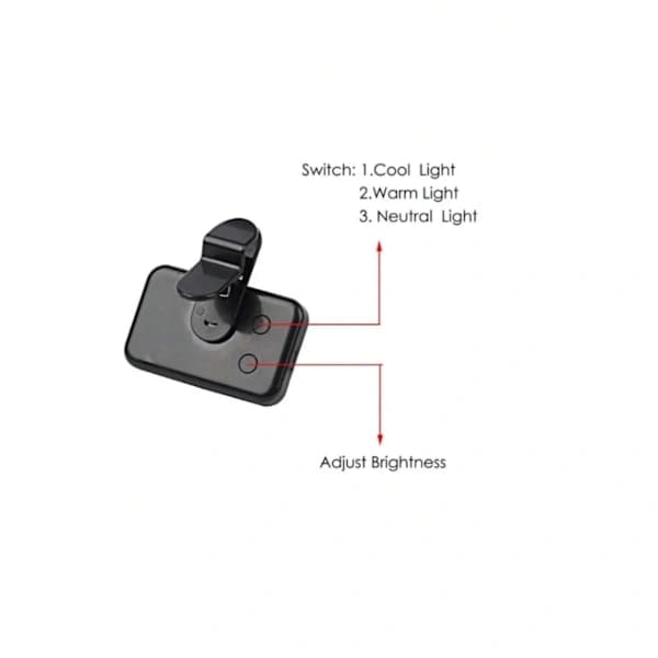 1 stk LED-fyldlys til Selfie, Telefon & Kamera - 3 tilstande, bærbart clip-on-lys til makeup, livestream, Zoom-konference sort Black
