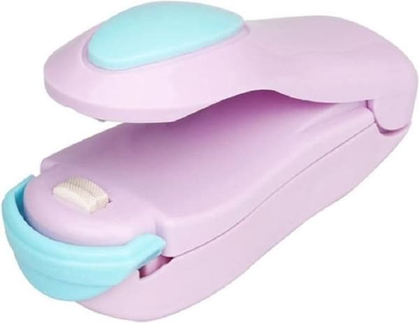 Forseglingsmaskine - Forsegling - Mini - Varme - Plastemballage - Pose - Impuls - Farve Lilla med Blå