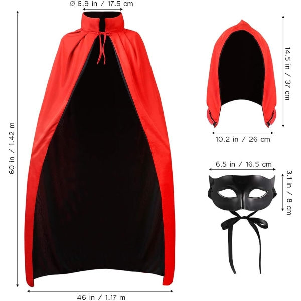 IC CLISPEED Halloween Kappe Vampyr Cosplay Kostume Vendbar Hættekappe med Maskerademaske