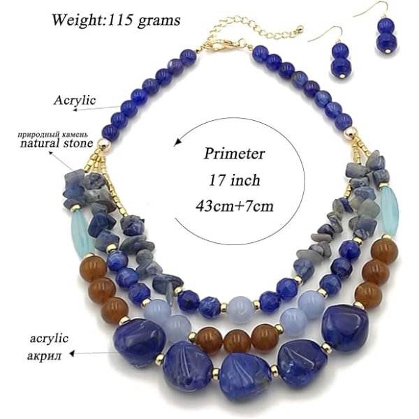 IC Bohemian Style Multi Oversized Pearl Tre-lags Halskjede for Gaver til Kvinner og Jenter