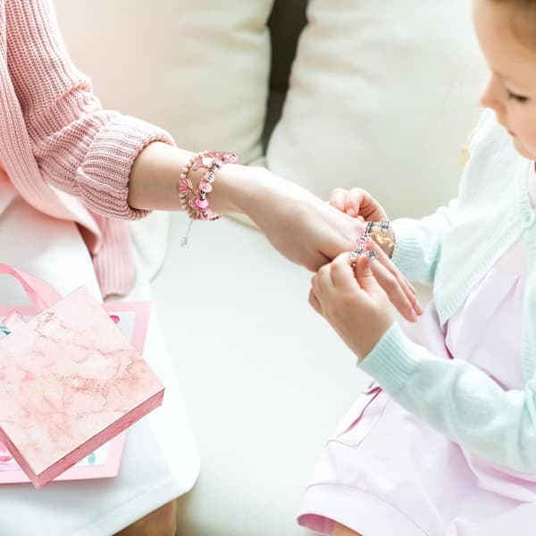 Armbåndsfremstillingssæt til piger 5-12 år - smykke- og perlesæt, pink, børnelegetøjsgave
