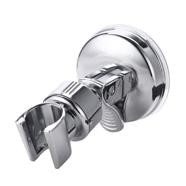 Duschhuvudhållare med sugkopp, 360° roterbar ABS väggfäste för handdusch, silver, 11 x 7 cm