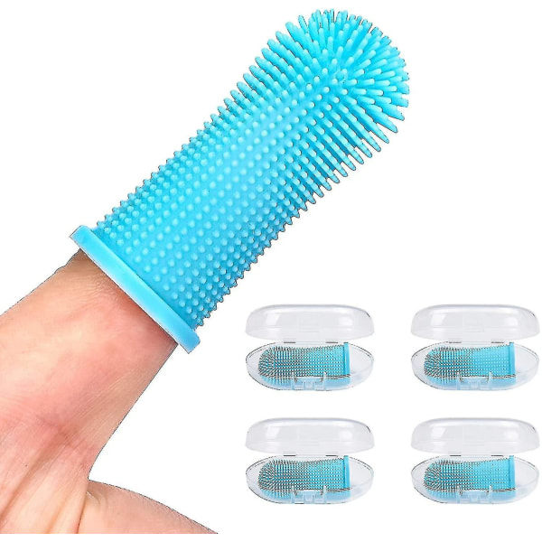 IC CNE Hundtandborste 4-pack, Fingerborste Set Blå