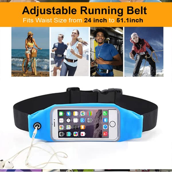 Løbebælte - sportsmobiltaske, bæltetaske til jogging, lyseblå
