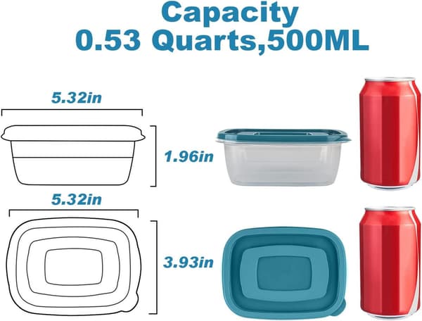 Rektangulära plastmatlådor, set med 5 st, förvaring av mat, behållare, matförvaring