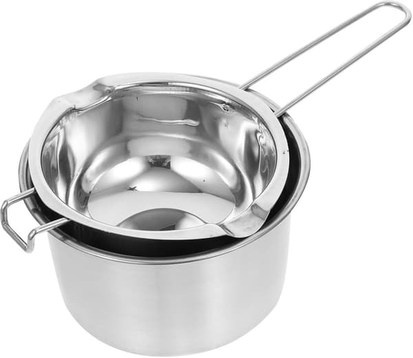 Smeltedigel i rustfritt stål med dobbelt kjele og varmebestandig håndtak, 400 ml, for hjemmebaking og matlaging