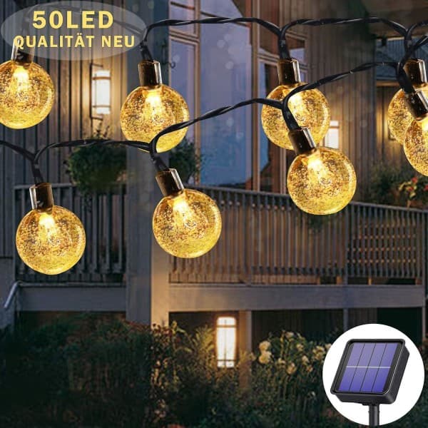 IC Solar Garden Lights Ulkovalaistus 7m/23ft 50 Led Solar Powered String Lights