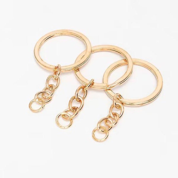 Crafts Nyckelring Ring Guld, Nyckelring Ring Set Inkluderar delad nyckelring med kedja för hartsnyckelringstillverkning (50st, guld) IC