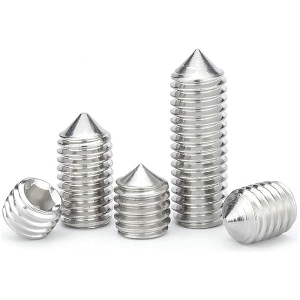M6 Koniske Settskruer Rustfritt Stål Sekskant Settskruer Allen Festemidler Punktskruer M6×20mm, 20 stk