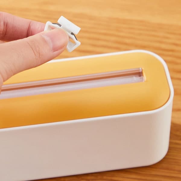 IC Magnetisk gjenfyllbar plastfoliedispenser med kutter, tinn gul