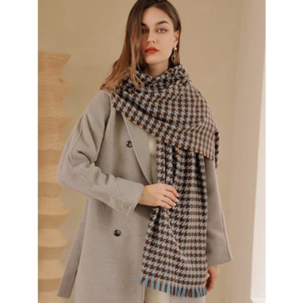 IC Houndstooth Klassisk Kanskje Vinterhalsduk 70*185CM Blå Kaffe