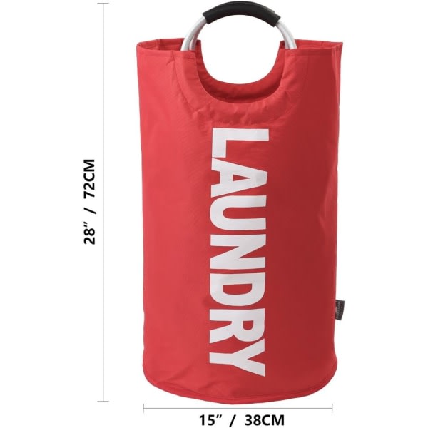 IC 82L stor tvättkorg, hopfällbar tvättpåse, fristående hög klädkorg, hopfällbar tvättkorg (röd)