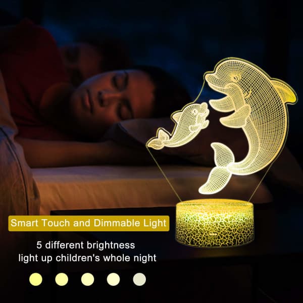 IC 3D Dolphin Presenterer Leke-Dekor LED nattlampe med fjernkontroll