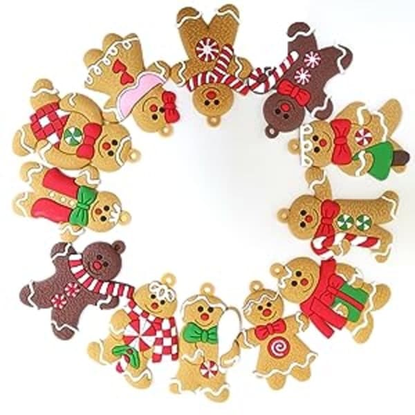 Julepyntsett med 12 pepperkakefigurer for menn - 12 stk pepperkakehengende pynt