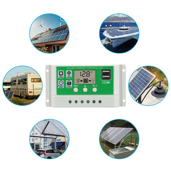 IC Aurinkovarausohjain 12V24V Auto. 30A20A10A Latausvirta 10A