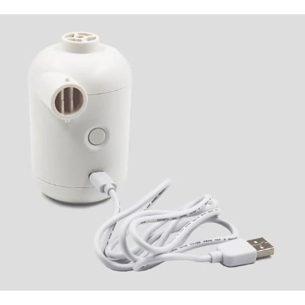IC Vit Mini Elektrisk Pump, USB Bärbar Camping Elektrisk Luftpump, Snabb Uppblåsning och Tömning, 3 Munstycken för Luftpoolleksaker
