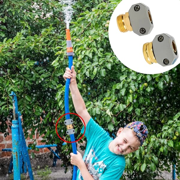 Trädgårdsslang reparationssats i aluminiumlegering, han- och honkopplingar för 5/8 och 3/4 tums slangar