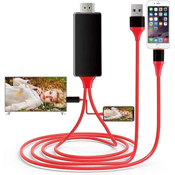 IC iPhone-kompatibel Lightning till HDMI-kabeladapter med 1080P Röd