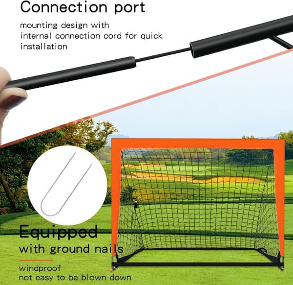 2-delt fotballmål for barn - pop-up - 122 x 91 cm - oransje