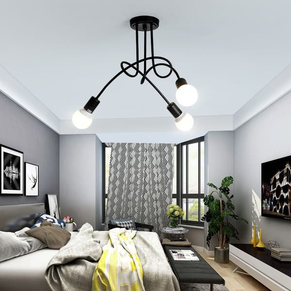 Retro Loftslampe Semi-Flush Mount Pendel Sputnik Krone 3 Lys