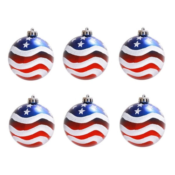 IC 12 stk 6cm Bold Ornament - Hængende Bold Flag Ornament, Juletræ, USA-tema Festtilbehør