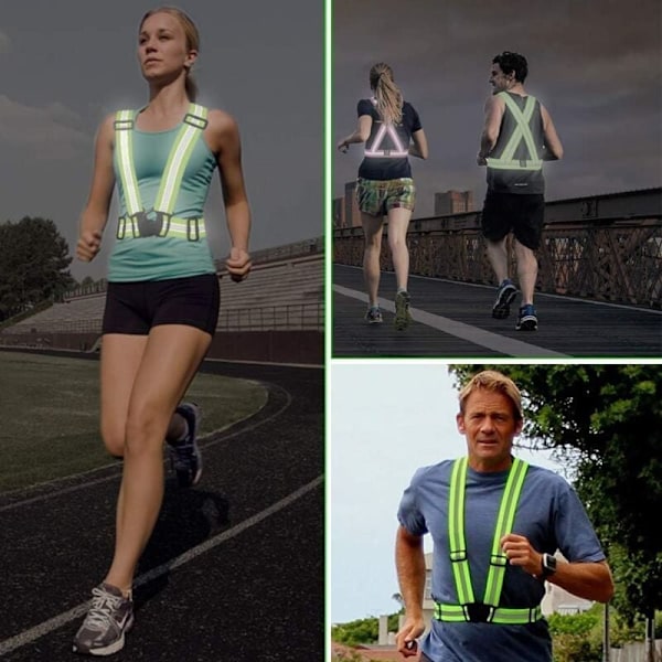 Reflekterande Löparväst 2 st, Hög Synlighet Justerbar Säkerhetsväst, Lämplig för Nattcykling, Vandring, Jogging, Hundpromenader, av DEBUNS