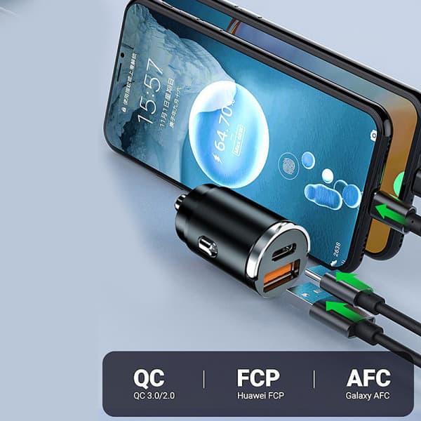 IC 100W bil USB-laddare Super Charge USB-A USB-C Tändare för telefon