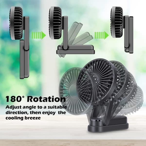 IC Bærbar USB-ventilator, mini-portabel udendørs ventilator, 2500mAh 3 hastigheder