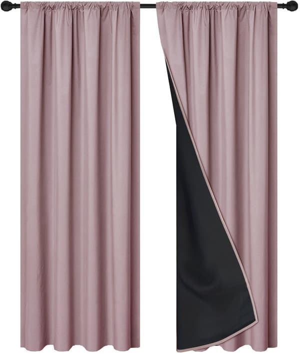 Mörkläggningsgardiner, set om 2 paneler, solskydd för vardagsrum, rosa, 132 x 241 cm