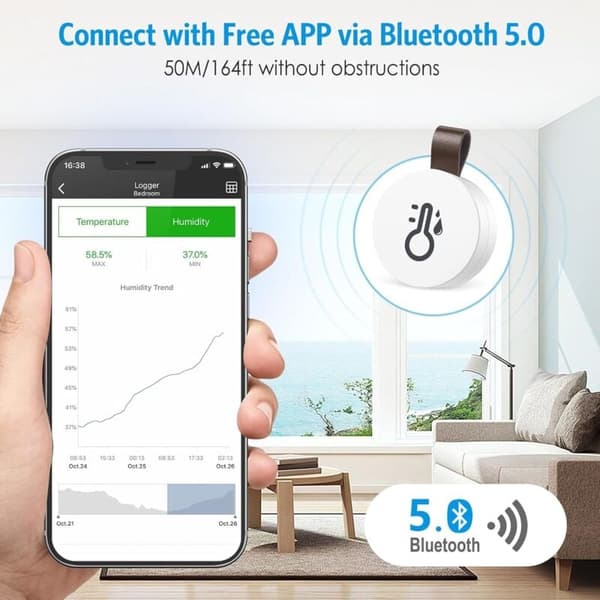 Bluetooth Termometer Hygrometer Trådløs med App Dataopbevaring Digital Temperatur Fugtighedssensor til Hjemmekontor Drivhus Kælder