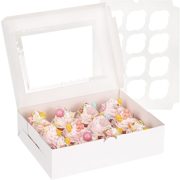 IC Cupcake Boxs 15 Packs Vita Cupcake Containers 12 Räkna med