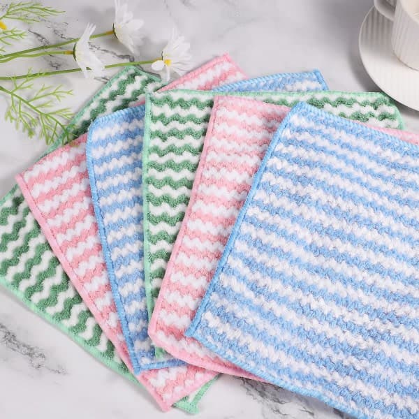 6-pack Mikrofiber Rengöringsdukar Superabsorberande Återanvändbara Disktrasor Multifunktionella