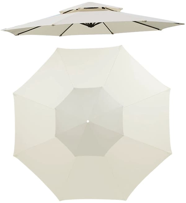 Replacement Canopy for Outdoor Parasol - Suitable for Garden and Terrace - 8 Ribs - White