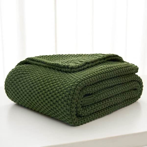 IC Stickad filt Lätt bränd orange filt 100 % ekologisk bomull för bäddsoffa Baby , Rustik ,129,54 cm x 160,02 cm