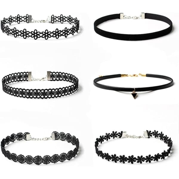 IC 6-pak Choker Halskæde / Halsbånd - One size Sort one size