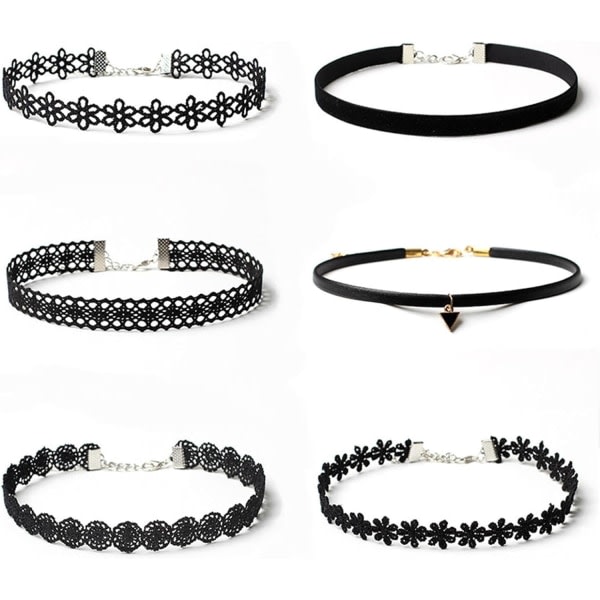 IC 6-pak Choker Halskjede / Halsband - One size Sort one size