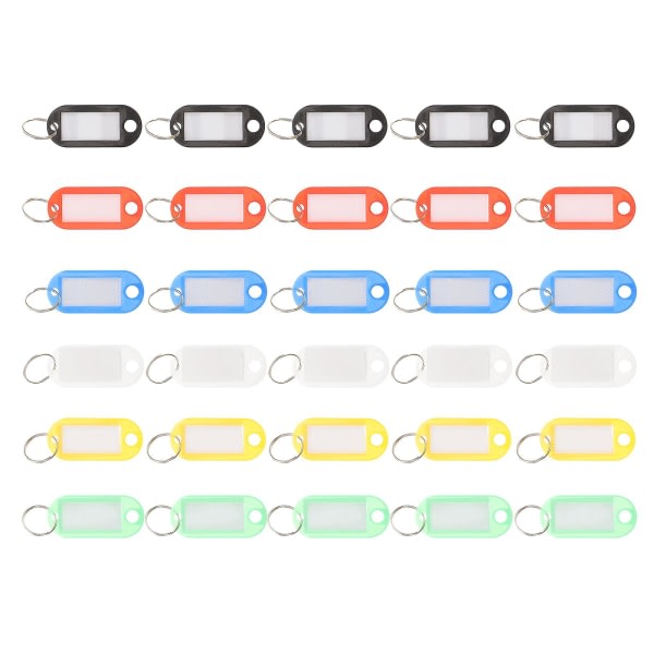 Nuolux 30st flerfärgade plastnykkelbrickor Bagasje-ID-etikett Etiketter med nyckelring (slumpmässig farge) IC