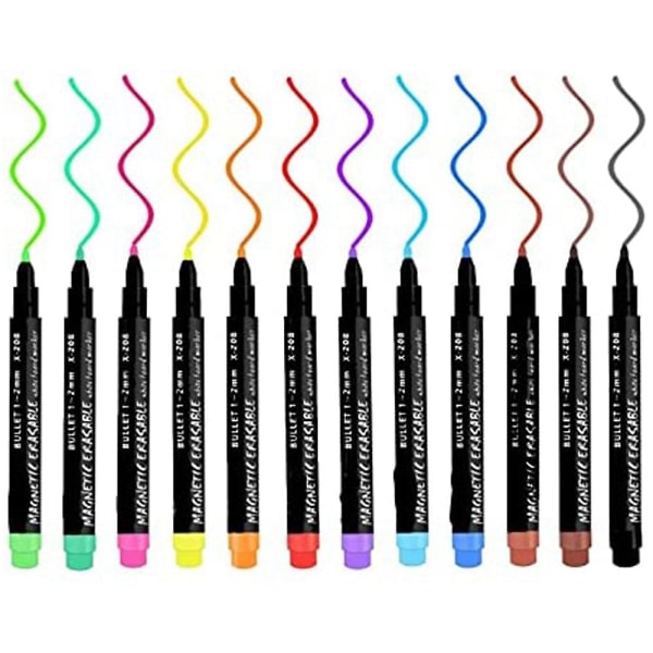 IC 12 st magnetiska whiteboardpennor Eraser Dry Wipe Outline Marker Pen