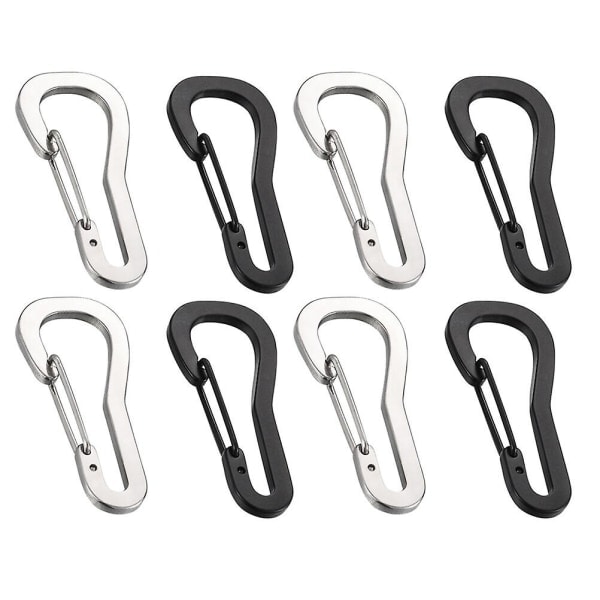 8 stk Karbinhake Clips Rustfrit Stål Karbinhake Spænder Metal Nøgleholder IC